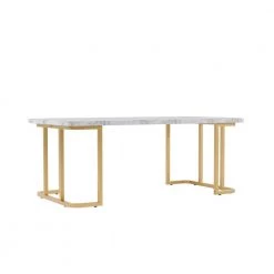 Pasadina 47.25 in. Gold Coating and White Rectangular Faux Marble Top Coffee Table by Furniture of America -Furniture of America Sales Store gold coating and white furniture of america coffee tables idf 4564wh c c3 1000