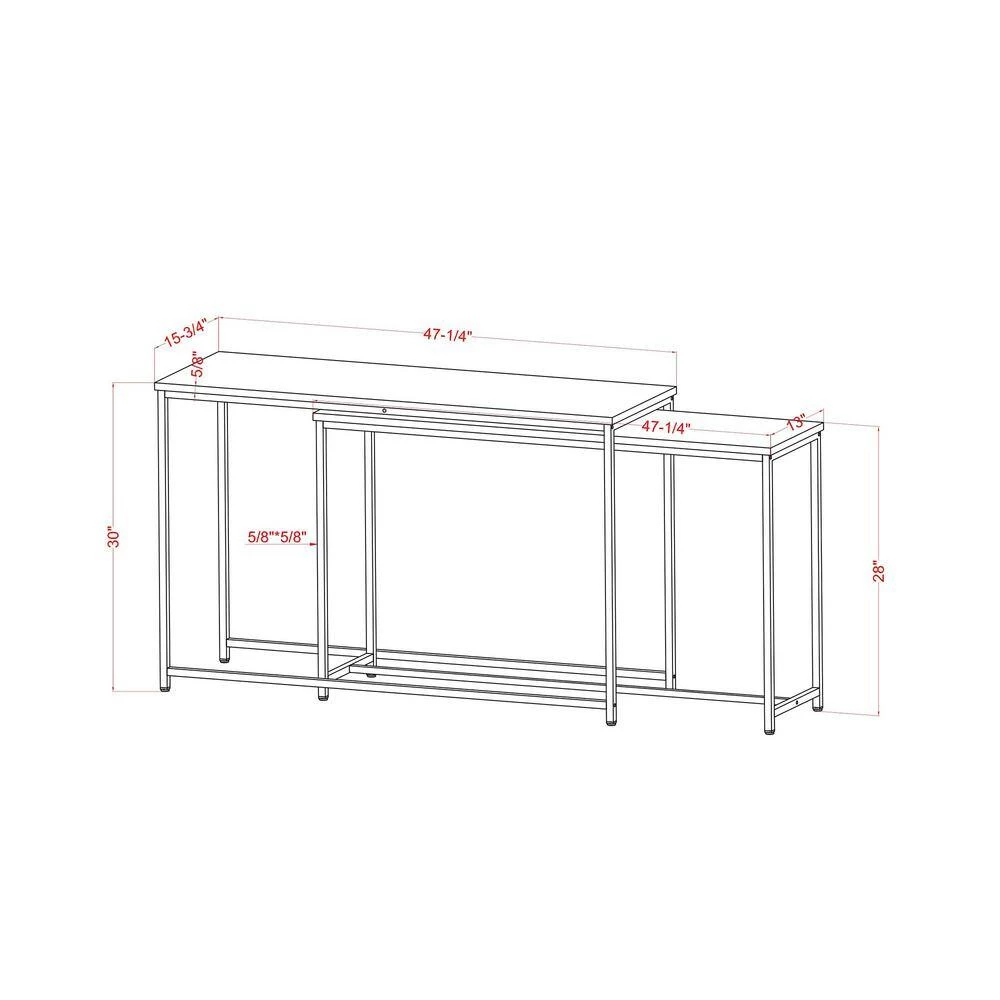 Auror 47.25 in. Gold Coating and White Rectangle Faux Marble Nesting Console Table (Set of 2) by Furniture of America 5 Auror 47.25 in. Gold Coating and White Rectangle Faux Marble Nesting Console Table (Set of 2) by Furniture of America - Image 5