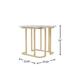 Pasadina 23.63 in. Gold Coating and White Rectangular Faux Marble Top End Table by Furniture of America -Furniture of America Sales Store gold coating and white furniture of america end side tables idf 4564wh e 40 1000