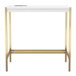 Bunda 30 in. Rectangle Gold Coating and White Writing Desk by Furniture of America