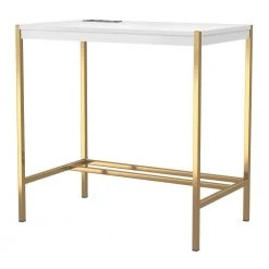 Bunda 30 in. Rectangle Gold Coating and White Writing Desk by Furniture of America -Furniture of America Sales Store gold coating and white furniture of america writing desks idf dk916wh 77 1000
