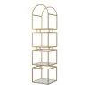 Staski 81.25 in. Gold Coating Metal 4-Shelf Bookcase with Glass Shelves by Furniture of America
