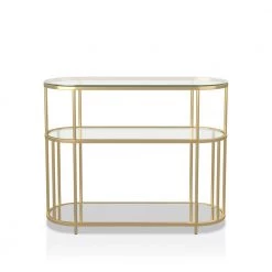Harmark 42 in. Gold Coating Specialty Glass Top Console Table by Furniture of America
