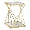 Patapsco 16 in. Gold Coating Square Glass Top Side Table by Furniture of America