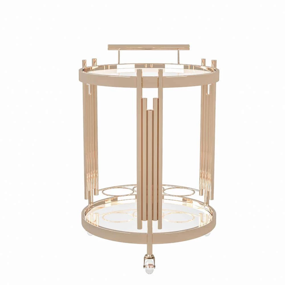 Gabor Gold Bar Cart with Lower Shelf by Furniture of America 1 Gabor Gold Bar Cart with Lower Shelf by Furniture of America