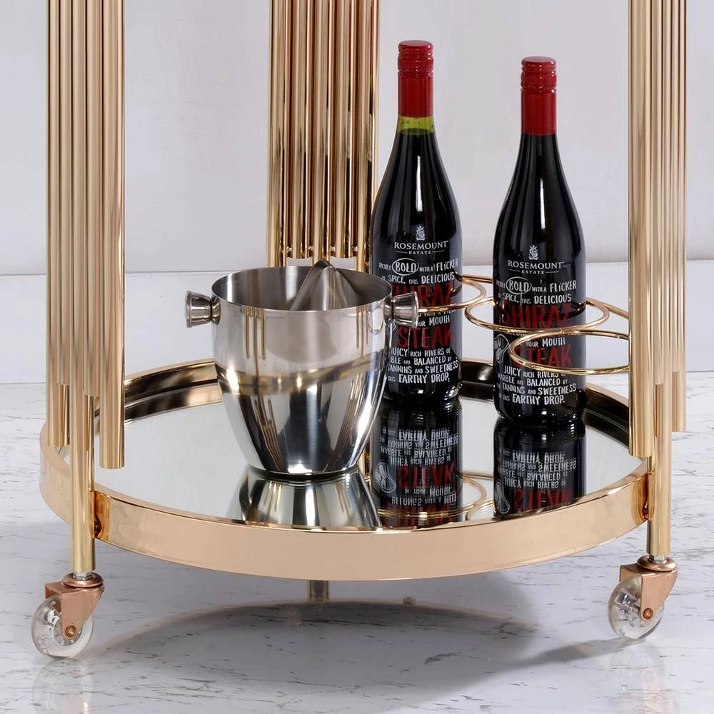 Gabor Gold Bar Cart with Lower Shelf by Furniture of America 4 Gabor Gold Bar Cart with Lower Shelf by Furniture of America - Image 4