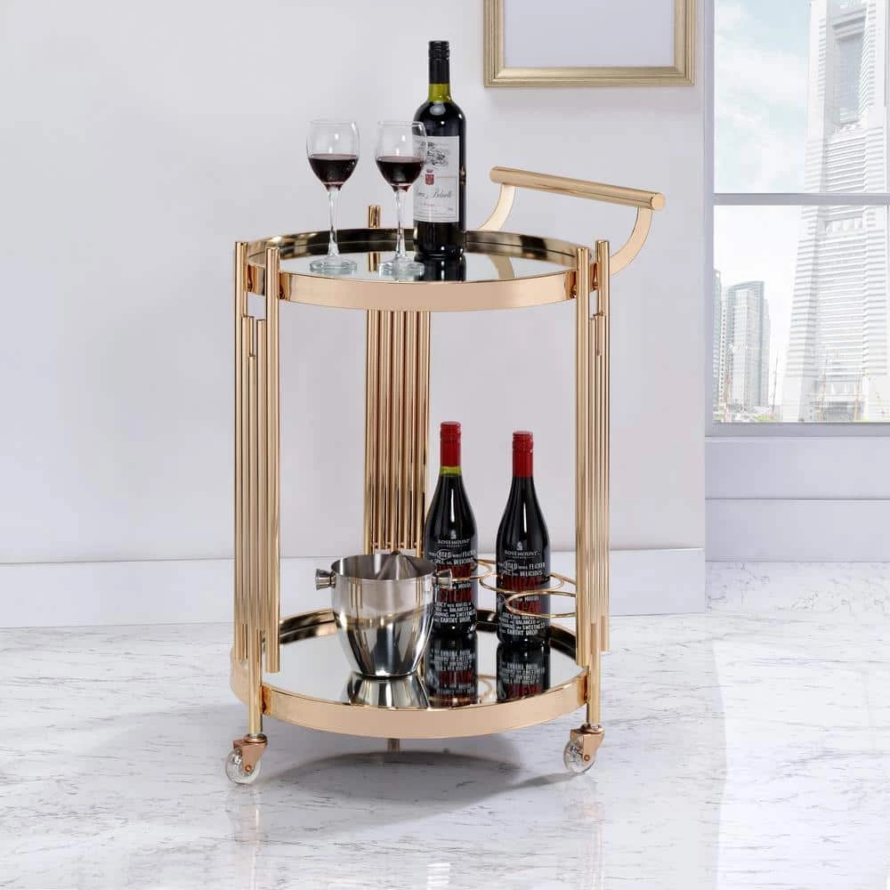 Gabor Gold Bar Cart with Lower Shelf by Furniture of America 2 Gabor Gold Bar Cart with Lower Shelf by Furniture of America - Image 2