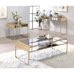 Mindry 48 in. Gold Rectangular Glass Top Coffee Table by Furniture of America 9 Mindry 48 in. Gold Rectangular Glass Top Coffee Table by Furniture of America -Furniture of America Sales Store gold furniture of america coffee tables idf 4246c 31 1000