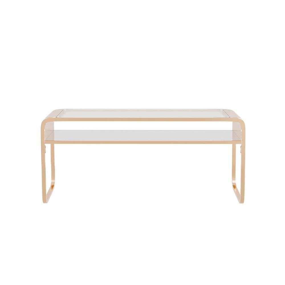 Mindry 48 in. Gold Rectangular Glass Top Coffee Table by Furniture of America 4 Mindry 48 in. Gold Rectangular Glass Top Coffee Table by Furniture of America - Image 4
