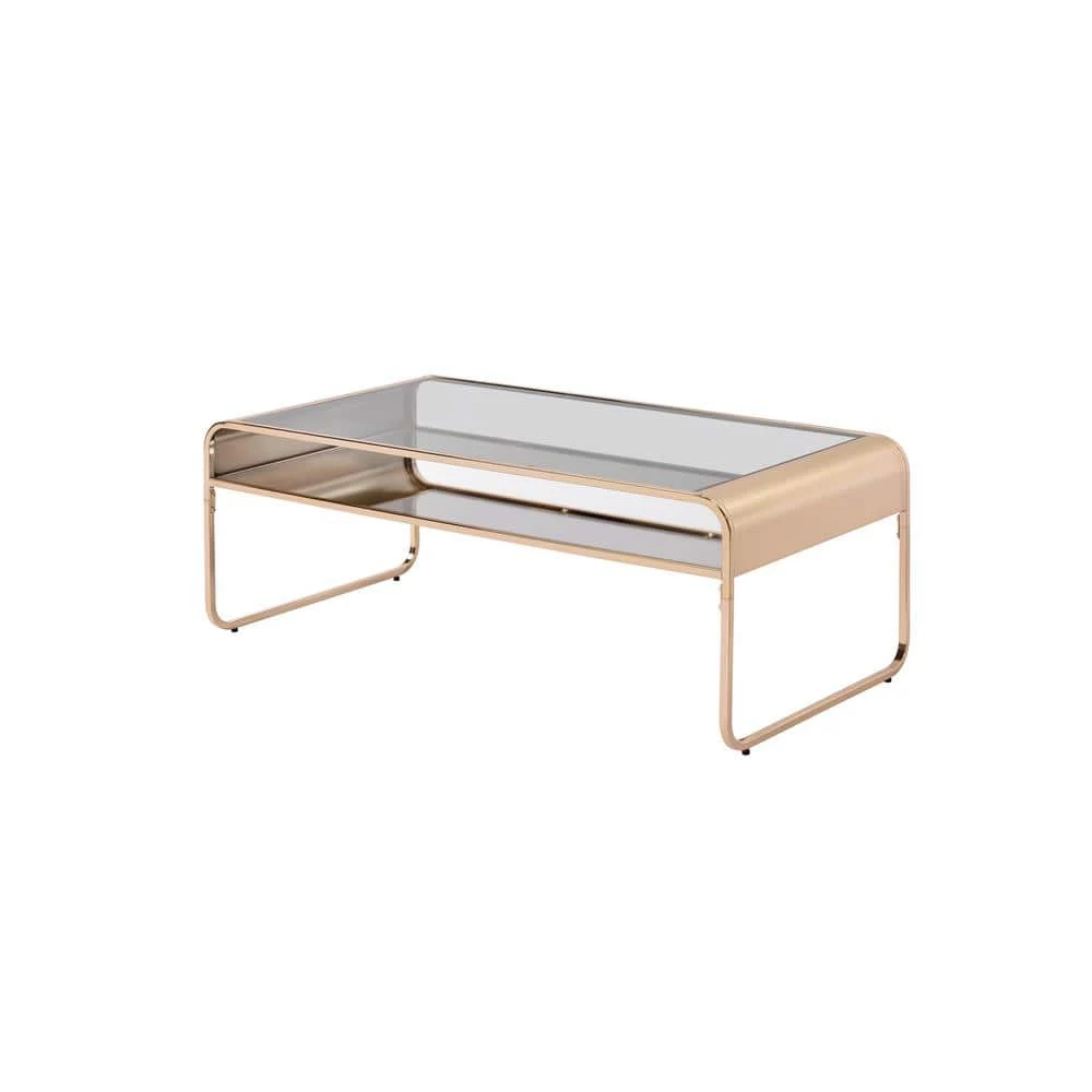 Mindry 48 in. Gold Rectangular Glass Top Coffee Table by Furniture of America 1 Mindry 48 in. Gold Rectangular Glass Top Coffee Table by Furniture of America