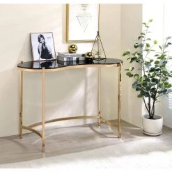 Dekka 43.88 in. Gold Glass Top Writing Desk by Furniture of America -Furniture of America Sales Store gold furniture of america writing desks idf dk914 31 1000