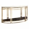 Upperco 56.63 in. Gold Plating and Black Glass Top Console Table by Furniture of America