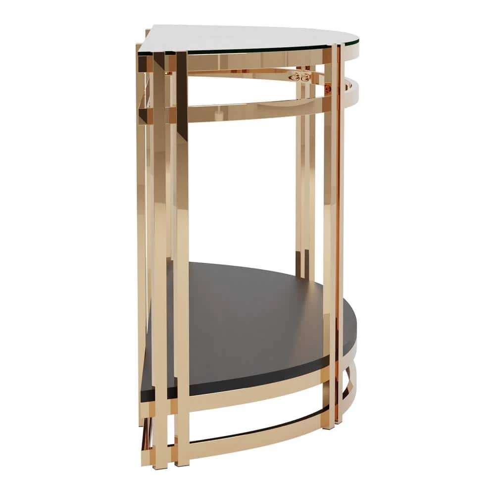 Upperco 56.63 in. Gold Plating and Black Glass Top Console Table by Furniture of America 3 Upperco 56.63 in. Gold Plating and Black Glass Top Console Table by Furniture of America - Image 3