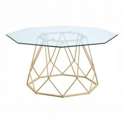 Mysen 36 in. Gold Powder Coating Octagon Glass Top Coffee Table by Furniture of America -Furniture of America Sales Store gold powder coating furniture of america coffee tables idf 4374gd c 40 1000