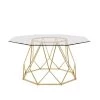 Mysen 36 in. Gold Powder Coating Octagon Glass Top Coffee Table by Furniture of America
