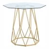 Mysen 24 in. Gold Powder Coating Octagon Glass Top End Table by Furniture of America