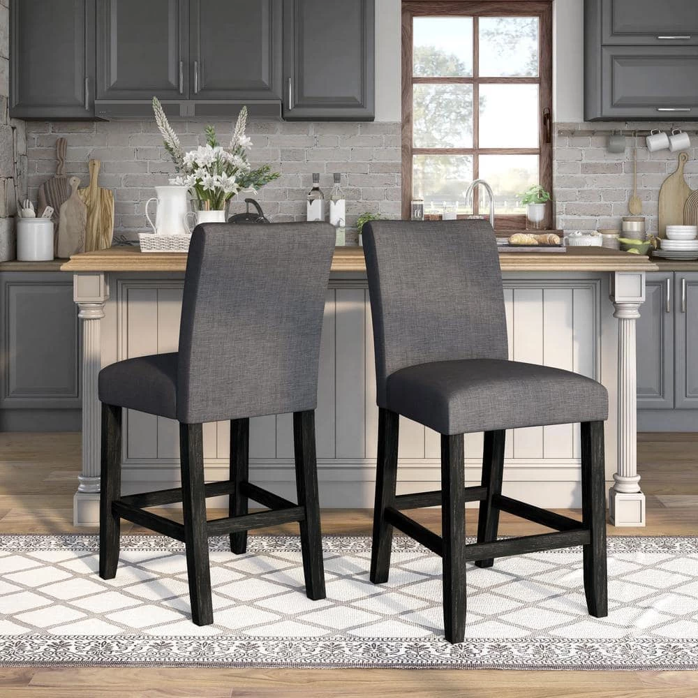 Jorgie 25 in. Antique Black and Gray Counter Height Chairs (Set of 2) by Furniture of America 5 Jorgie 25 in. Antique Black and Gray Counter Height Chairs (Set of 2) by Furniture of America - Image 5