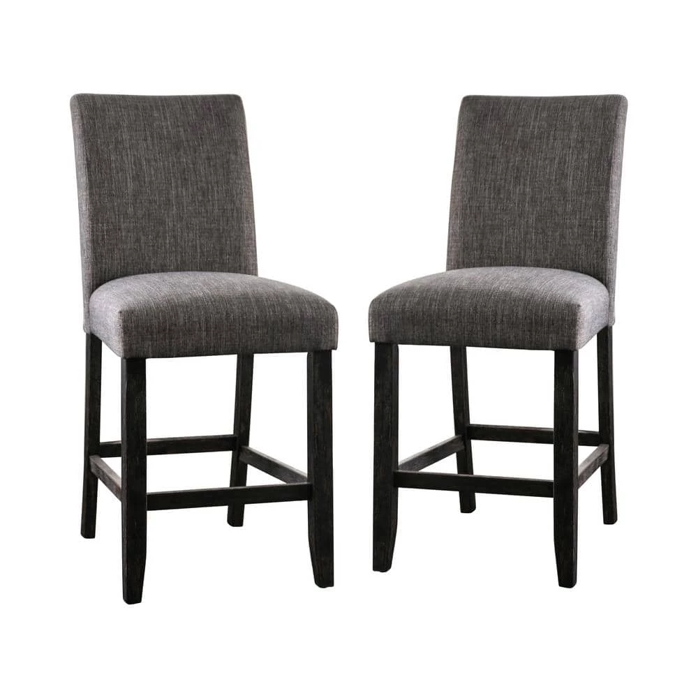 Jorgie 25 in. Antique Black and Gray Counter Height Chairs (Set of 2) by Furniture of America 1 Jorgie 25 in. Antique Black and Gray Counter Height Chairs (Set of 2) by Furniture of America