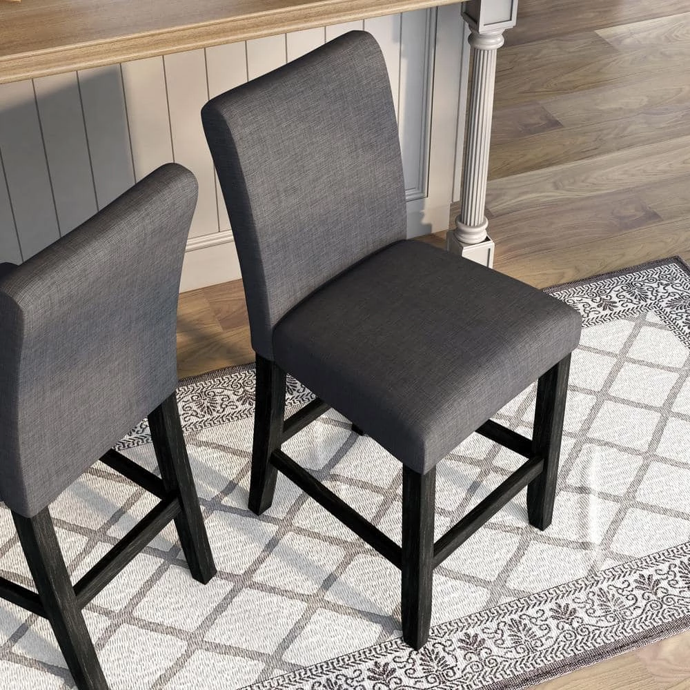Jorgie 25 in. Antique Black and Gray Counter Height Chairs (Set of 2) by Furniture of America 3 Jorgie 25 in. Antique Black and Gray Counter Height Chairs (Set of 2) by Furniture of America - Image 3