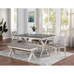 Paramus Gray and Antique White Upholstered Dining Bench by Furniture of America 11 Paramus Gray and Antique White Upholstered Dining Bench by Furniture of America -Furniture of America Sales Store gray and antique white furniture of america bedroom benches idf 3163wg bn 31 1000