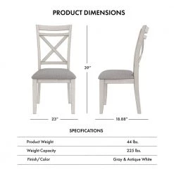 Paramus Gray and Antique White Upholstered Side Chair (Set of 2) by Furniture of America -Furniture of America Sales Store gray and antique white furniture of america dining chairs idf 3163wg sc 44 1000