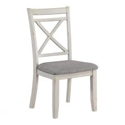 Paramus Gray and Antique White Upholstered Side Chair (Set of 2) by Furniture of America