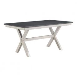 Paramus 60 in. Rectangle Gray and Antique White Wood Top Dining Table by Furniture of America