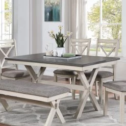 Paramus 60 in. Rectangle Gray and Antique White Wood Top Dining Table by Furniture of America -Furniture of America Sales Store gray and antique white furniture of america kitchen dining tables idf 3163wg t c3 1000