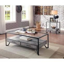 Vihaan 48 in. Gray/Black/Clear Large Rectangle Glass Coffee Table with Drawers by Furniture of America -Furniture of America Sales Store gray and black furniture of america coffee tables idf 4348c 31 1000