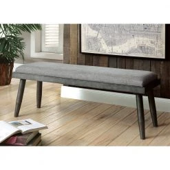 Niccola Gray and Black Upholstered Bench (18 in. H x 49 in. W x 15.5 in. D) by Furniture of America 9 Niccola Gray and Black Upholstered Bench (18 in. H x 49 in. W x 15.5 in. D) by Furniture of America -Furniture of America Sales Store gray and black furniture of america dining benches idf 3360bn 4f 1000