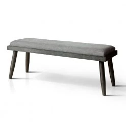 Niccola Gray and Black Upholstered Bench (18 in. H x 49 in. W x 15.5 in. D) by Furniture of America
