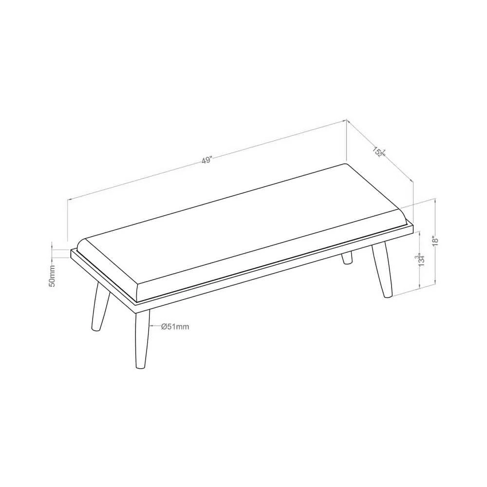 Niccola Gray and Black Upholstered Bench (18 in. H x 49 in. W x 15.5 in. D) by Furniture of America 5 Niccola Gray and Black Upholstered Bench (18 in. H x 49 in. W x 15.5 in. D) by Furniture of America - Image 5