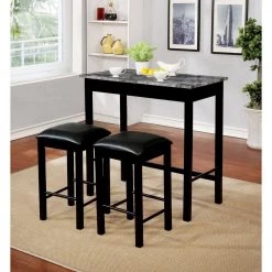 Reta 3-Piece Gray and Black Counter Height Table Set by Furniture of America -Furniture of America Sales Store gray and black furniture of america dining room sets idf 3720pt 3pk 31 1000