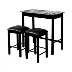Reta 3-Piece Gray and Black Counter Height Table Set by Furniture of America