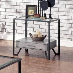 Vihaan Gray and Black End Table by Furniture of America -Furniture of America Sales Store gray and black furniture of america end side tables idf 4348e 31 1000