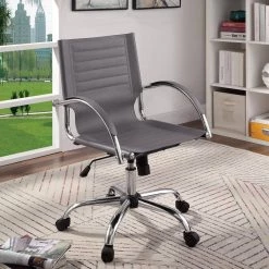 Savin Gray and Chrome Office Chair by Furniture of America -Furniture of America Sales Store gray and chrome furniture of america task chairs idf fc663gy 31 1000