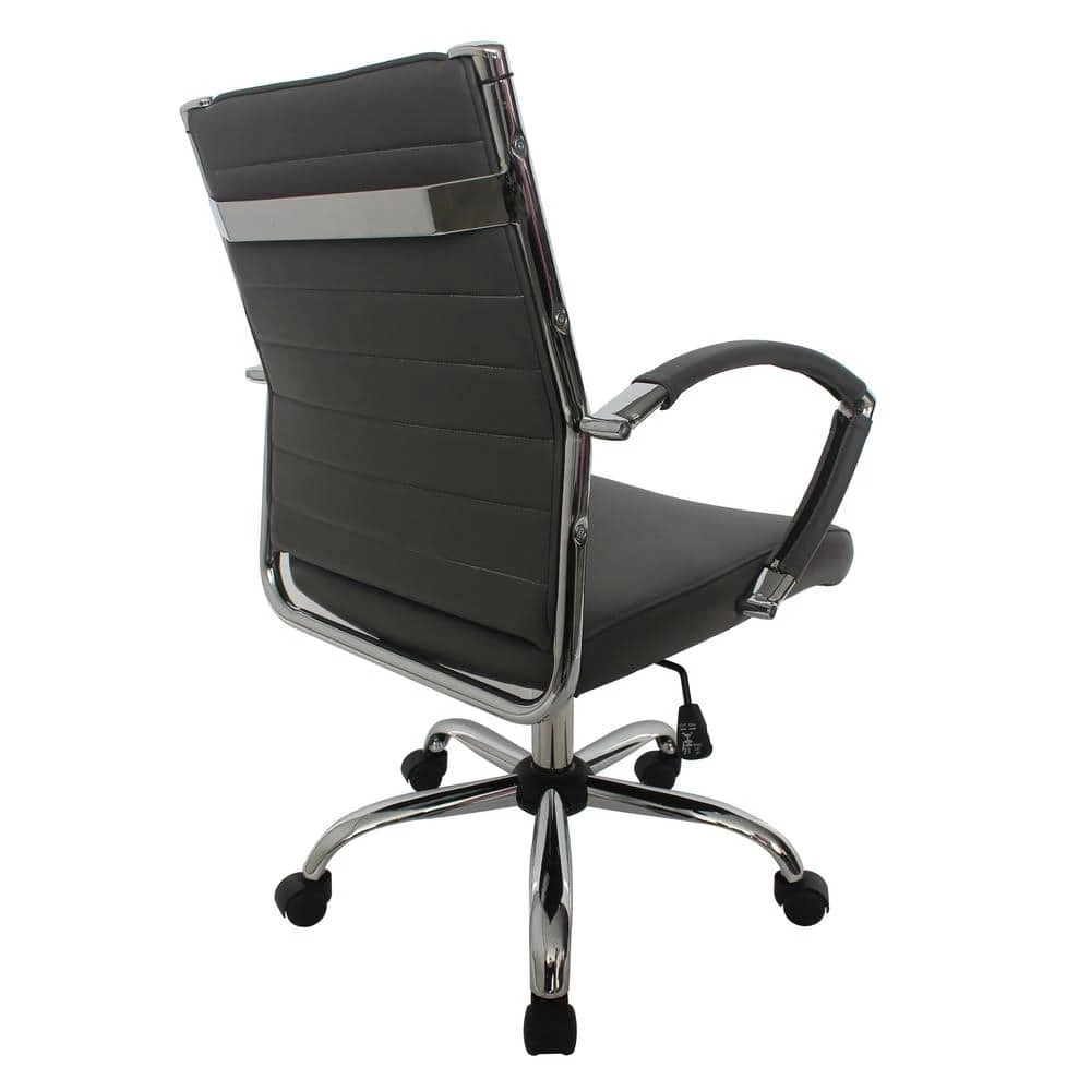 Kiddle Gray Faux Leather Seat Short Office Chair with Non-Adjustable Arm by Furniture of America 5 Kiddle Gray Faux Leather Seat Short Office Chair with Non-Adjustable Arm by Furniture of America - Image 5