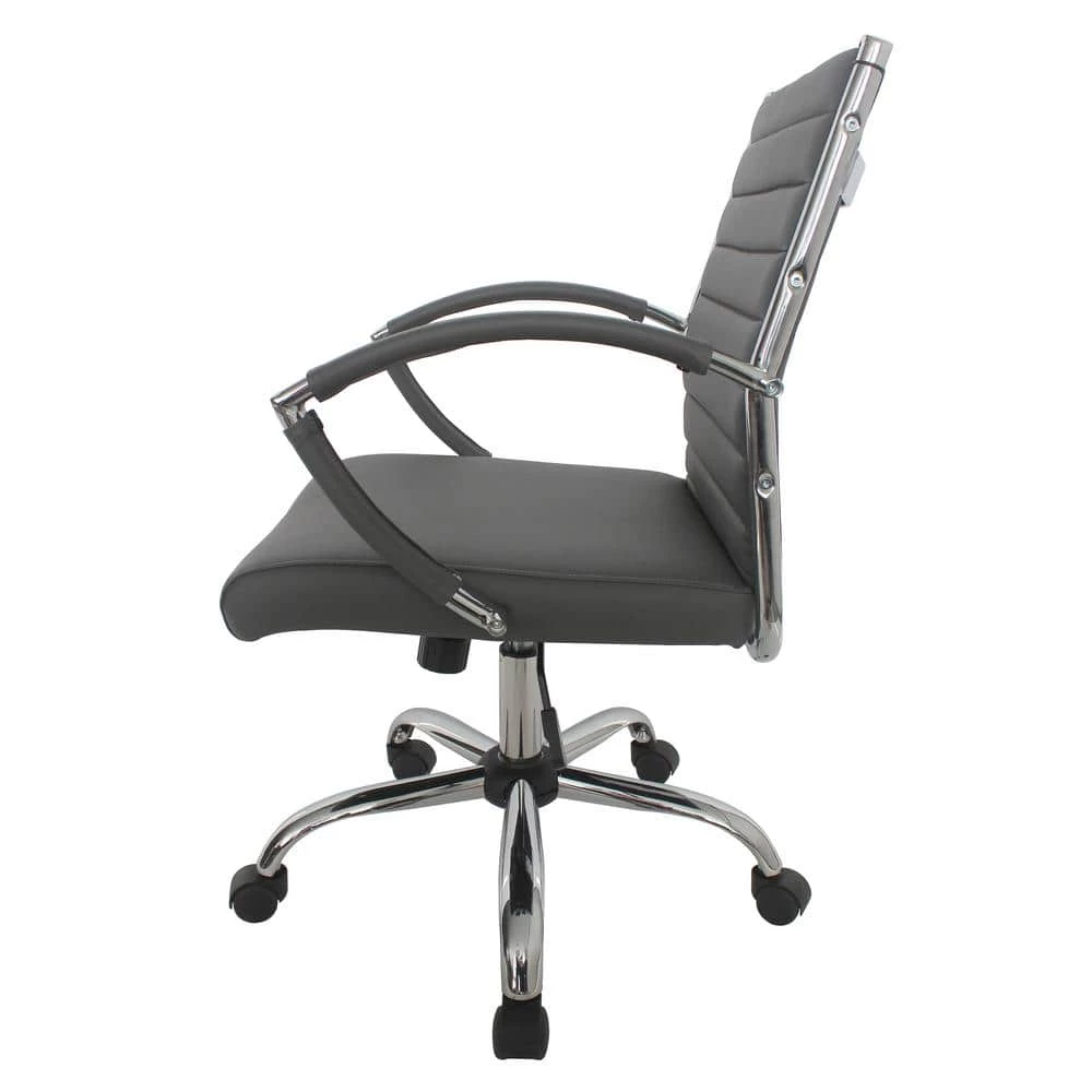 Kiddle Gray Faux Leather Seat Short Office Chair with Non-Adjustable Arm by Furniture of America 4 Kiddle Gray Faux Leather Seat Short Office Chair with Non-Adjustable Arm by Furniture of America - Image 4