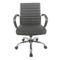 Kiddle Gray Faux Leather Seat Short Office Chair with Non-Adjustable Arm by Furniture of America