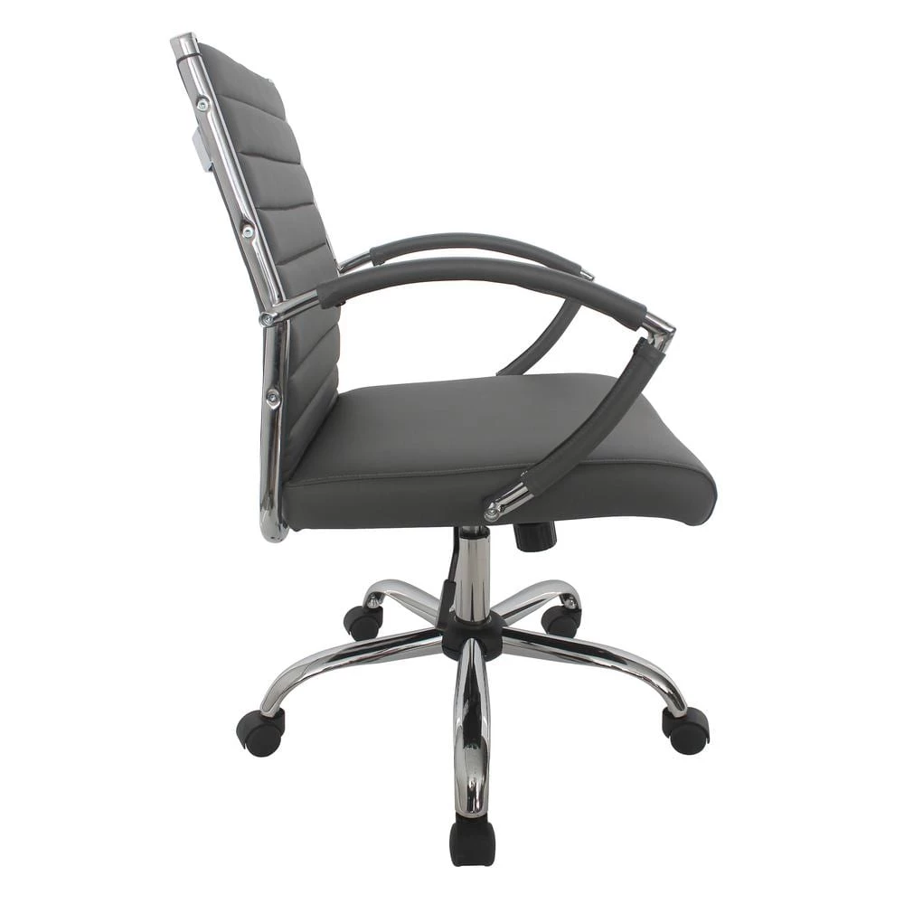 Kiddle Gray Faux Leather Seat Short Office Chair with Non-Adjustable Arm by Furniture of America 3 Kiddle Gray Faux Leather Seat Short Office Chair with Non-Adjustable Arm by Furniture of America - Image 3