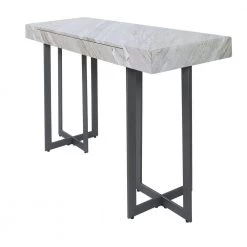 Belaire 47.25 in. Gray and Gun Metal Rectangle Faux Marble Console Table by Furniture of America