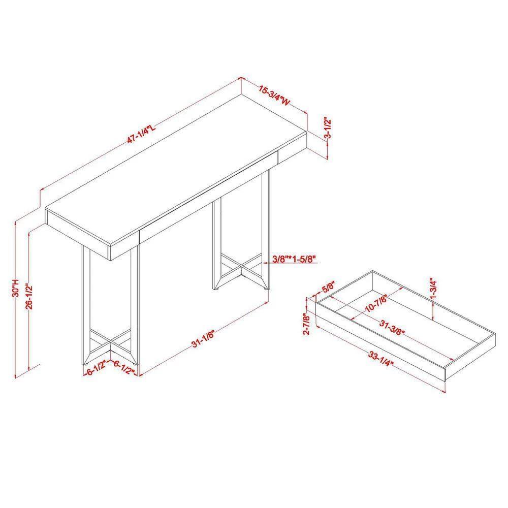 Belaire 47.25 in. Gray and Gun Metal Rectangle Faux Marble Console Table by Furniture of America 10 Belaire 47.25 in. Gray and Gun Metal Rectangle Faux Marble Console Table by Furniture of America - Image 10