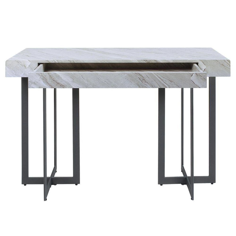 Belaire 47.25 in. Gray and Gun Metal Rectangle Faux Marble Console Table by Furniture of America 4 Belaire 47.25 in. Gray and Gun Metal Rectangle Faux Marble Console Table by Furniture of America - Image 4