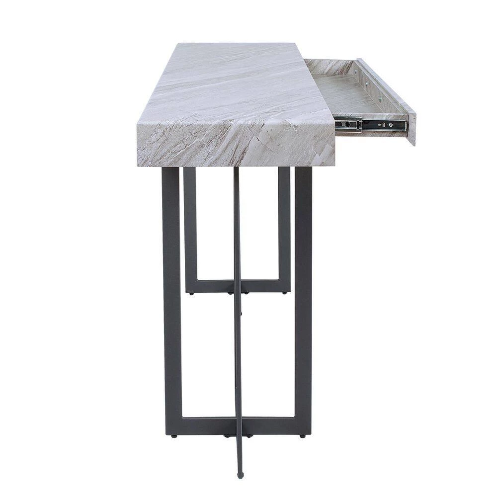 Belaire 47.25 in. Gray and Gun Metal Rectangle Faux Marble Console Table by Furniture of America 2 Belaire 47.25 in. Gray and Gun Metal Rectangle Faux Marble Console Table by Furniture of America - Image 2