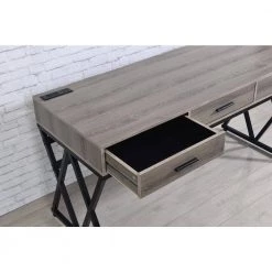 Ontia 59 in. Rectangle Sand Black Coating Writing Desk by Furniture of America -Furniture of America Sales Store gray and sand black furniture of america writing desks idf dk921 fa 1000