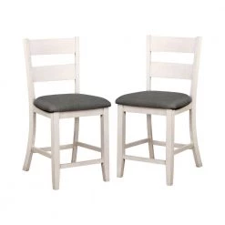 Lovelle 24.75 in. Antique White Counter Height Chairs (Set of 2) by Furniture of America