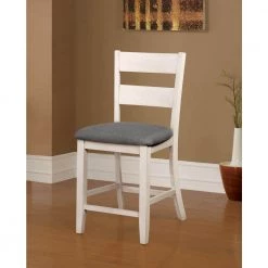 Lovelle 24.75 in. Antique White Counter Height Chairs (Set of 2) by Furniture of America -Furniture of America Sales Store gray antique white furniture of america bar stools idf 3715pc c3 1000
