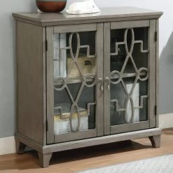 Fickel Gray Accent Cabinet with 2-Shelf by Furniture of America -Furniture of America Sales Store gray furniture of america accent cabinets idf ac268gy 31 1000