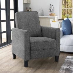 Avvia Gray Linen Push Back Arm Chair Recliner by Furniture of America -Furniture of America Sales Store gray furniture of america accent chairs idf ac827gy 31 1000