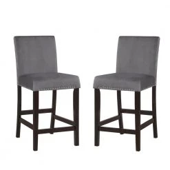 Steffingham Gray Solid Back Counter Height Stools (Set of 2) by Furniture of America